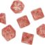 Qworkshop 7 Piece Elvish Dice Set - Translucent and Red