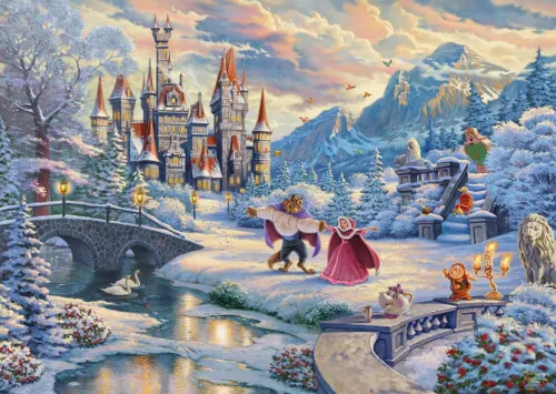 Thomas Kinkade: Disney Beauty & the Beast Winter Enchantment Puzzle - 1000pc