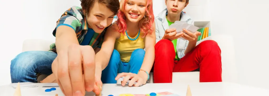 kids playing board game
