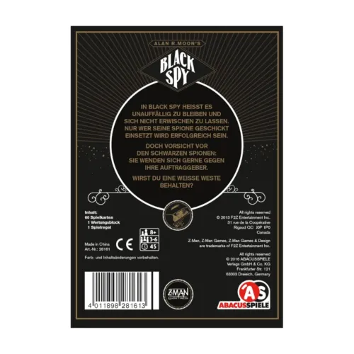 Black Spy Card Game